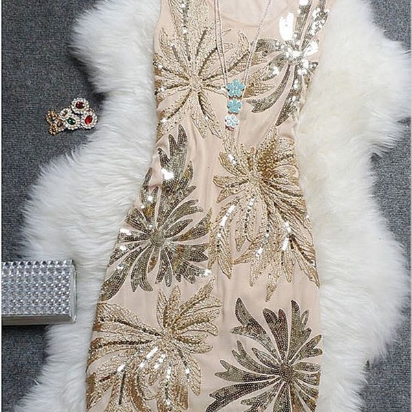 

2021 new summer women vintage embroidery patchwork shiny sequin casual sleeveless robe evening party es y2y3, Black;gray