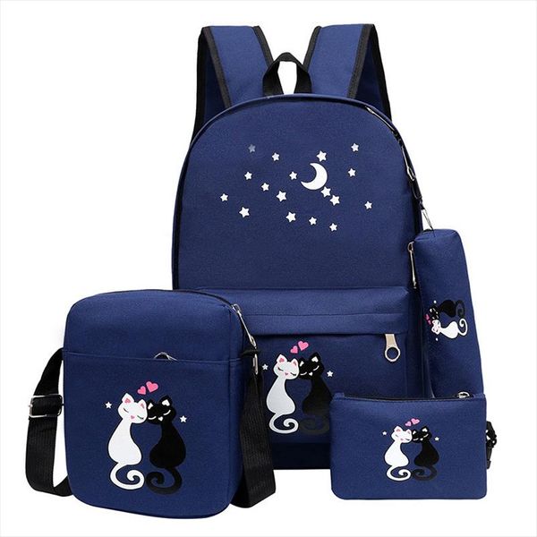 

4pcs backpack children school bags for girls boys canvas schoolbag fashion kids backpack teenager rucksack cute backpack child