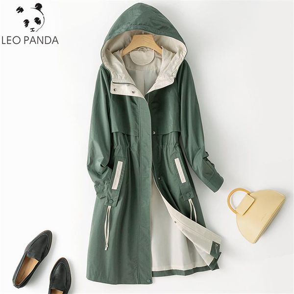 

women's trench coats windbreaker female 2021 autumn fashion slim temperament outerwear casual loose plus size hooded long coat women to, Tan;black