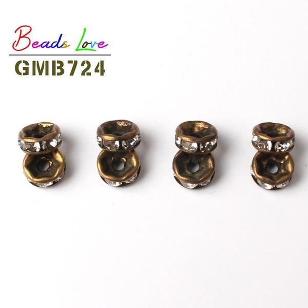 

wholesale 100pcs 6mm metal silver plated crystal rhinestone rondelle spacer loose beads for jewelry making diy bracelet necklace bbygwk