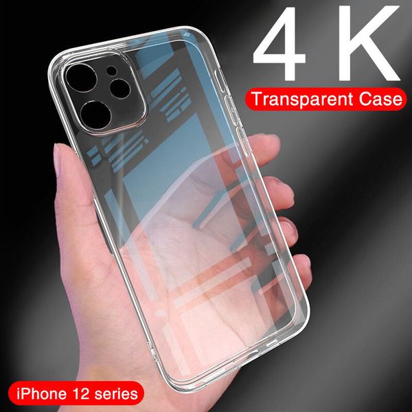 

4k lens protection clear phone case silicone soft cover for iphone 11 pro max 12 mini shockproof cases