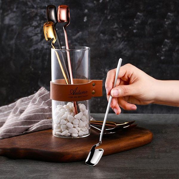 

spoons creative easy haning coffee spoon stainless steel fruit fork ice cream dessert cake scoop tableware
