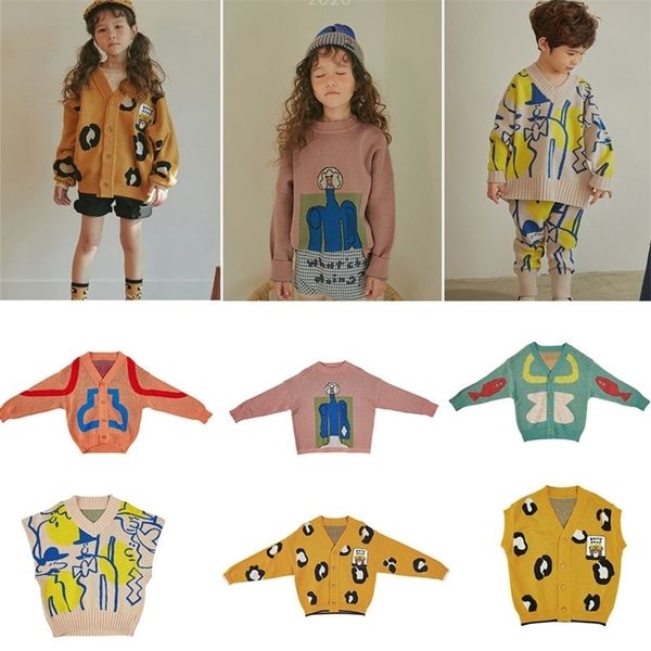 

l d korean kid winter cardigan fashion pattern knitted clothes child boy brand clothes girl keep warm coat toddler individuality lj201007, Blue
