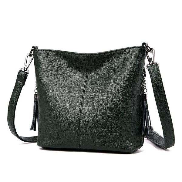 

fashion pu leather woman shoulder bag brand tassel handbags women bucket crossbody bag designer messenger mujer
