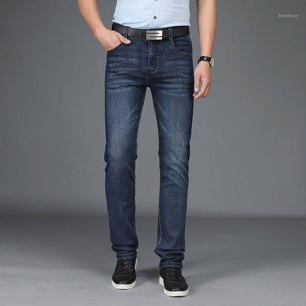 

spring new brand men's jeans fashion wild casual denim trousers dark blue business classic thin slim men's long pants1