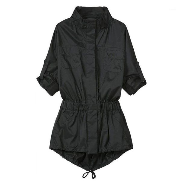 

large size slim waist jackets women turtle neck long sleeve casual coats for spring and autumn1, Black;brown