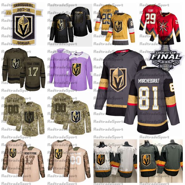 

2021 reverse retro custom 81 jonathan marchessault vegas golden knights hockey jersey golden edition camo veterans day fights cancer purple, Black;red