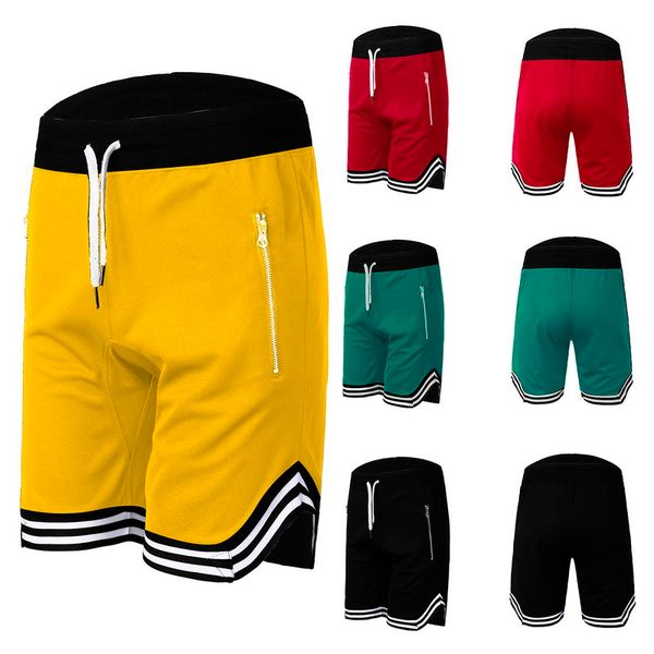 

mens running shorts pockets workout gym training shorts male breathable sports jogging drawstring casual short pants, White;black