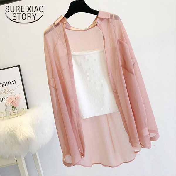 

women's blouses & shirts clothing blouse for woman covers blusa 2021 women thin coat casual summer sun protection clothes female cardi, White