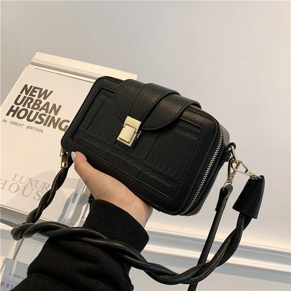 

2021 leather popular new trendy fashion ladies all-match box bag casual simple texture one-shoulder messenger bag