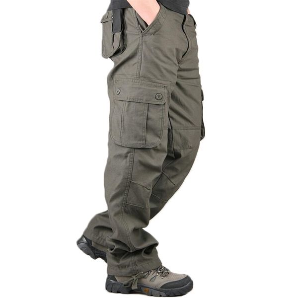 

men cargo pants mens multi pocket military overall plus size 29-44 casual pants male outdoors long trousers streetwear pants lj201221, Black