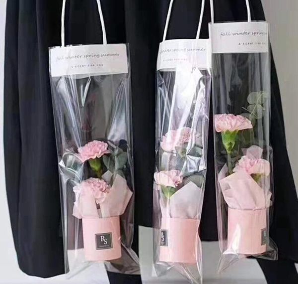 

7.5x6.5cm flower box mini bouquet cylinder portable 1pc round flower bucket gift storage pvc florist bag wedding pa qylfub jjxh