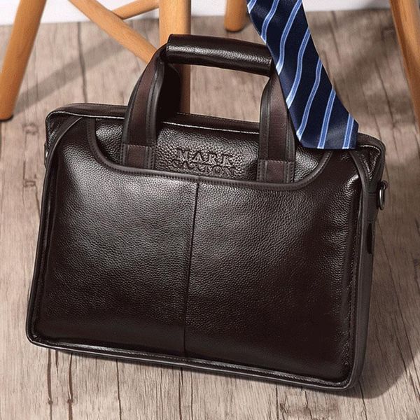 

mark saxton guarantee natural genuine leather men briefcase