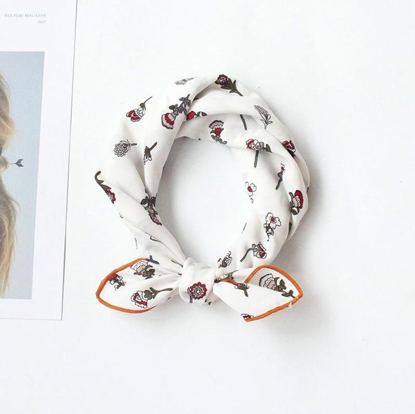 

scarves women spring bandana 50cm square scarf small cute floral headband decoration vintage neckerchief foulard [3904], Blue;gray