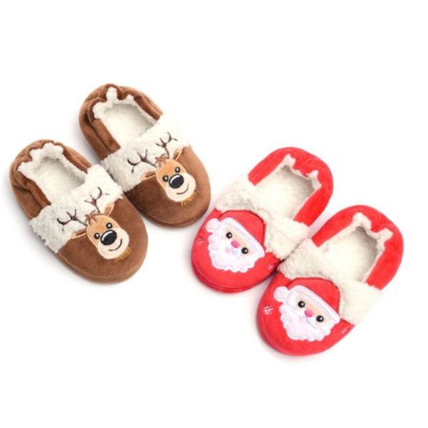 

christmas children' winter slippers home baby boy girl cute cartoon warm shoes kids comfort indoor soft house slipper 2-9t a50 y201028, Black;grey