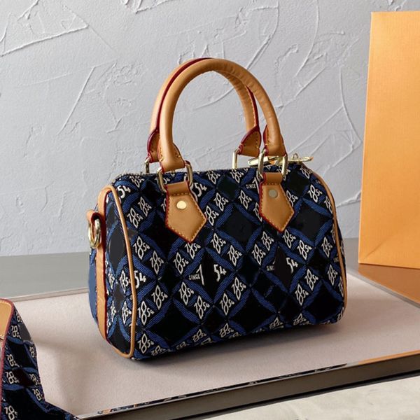 

denim canvas pillow bag women handbag long strap crossbody shoulder bags zipper wallet classic fashion printed mommy shopper totes