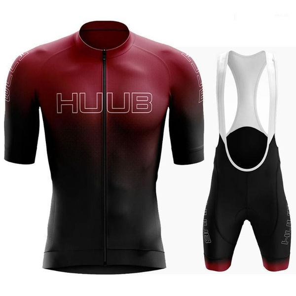 

racing sets huub 2021 man's summer short sleeve cycling jersey set bib pants ropa ciclismo hombre bicycle clothing mtb bike uniform1, Black;blue