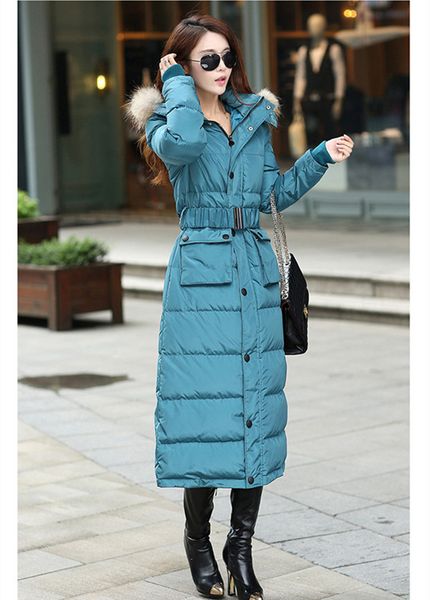 

2021 new winter jacket of women raccoon skin jackets white duck turtleneck down women's coat long parka chaqueta mujer wxf570 f91p, Black