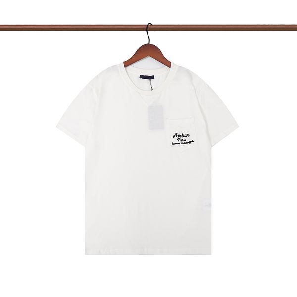 

21ss designer tide t shirts chest letter laminated print short sleeve high street loose oversize casual t-shirt 100% pure cotton for men an, White;black