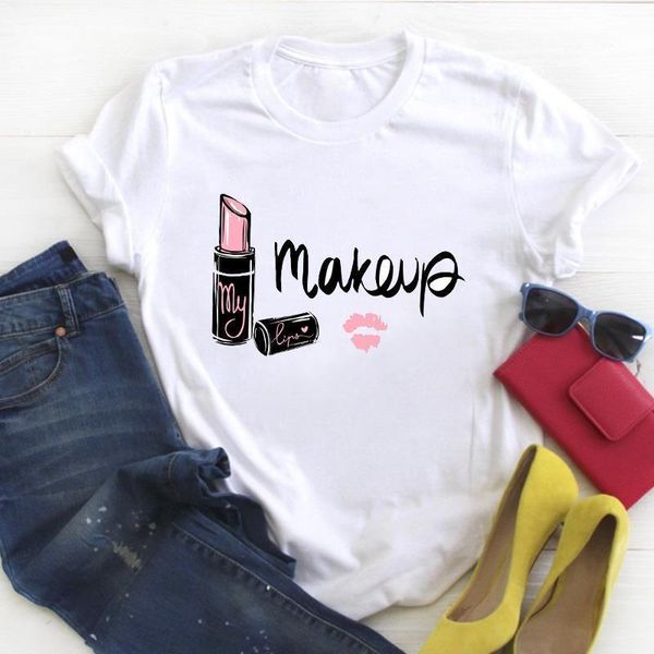 

женщины 3d ноготь напечатанные губы сексуальная жизнь 90s trend дамы лето t tee женская топ-рубашка одежда футболка женская графика, White