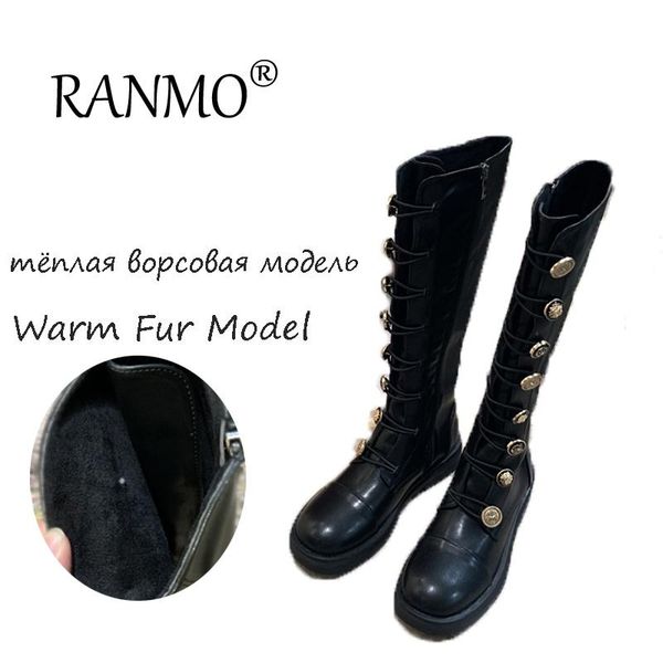 

punk street personality trendy martin boots women stretch thin winter boots thick-soled knee-length metal ladies long, Black