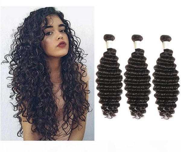 

viya 9a deep wave bundles mongolian real human hair can be bleached no shedding 3pcs lot soft and smooth, Black