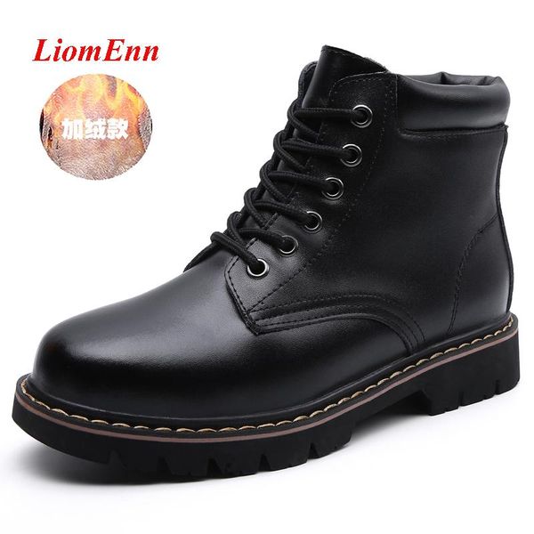 

2020 new platform boots gothic fur black leather winter punk combat boots women shoes ladies casual shoes woman botas de mujer