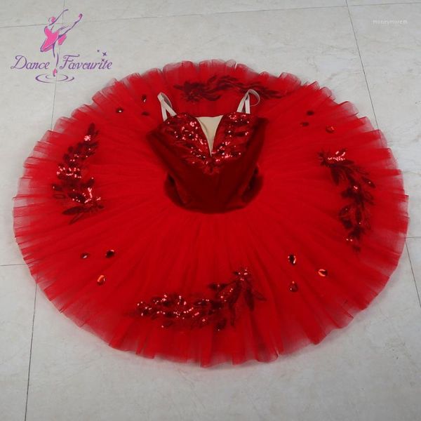 

new red pre-professional ballet tutu girl & women stage performance ballet costume ballerina dance tutu1, Black;red