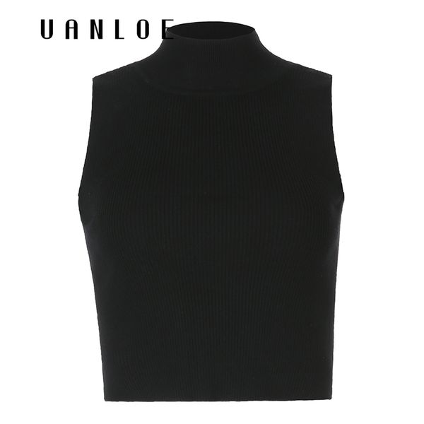 

vanloe y2k basic solid sweater vest pullover turtleneck knitwear skinny casual elegant knitted vest women streetwear black h1211, White;black