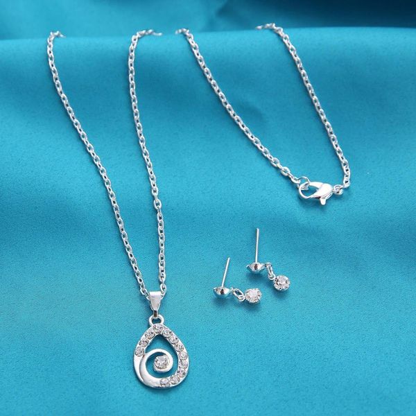 

rinhoo мода ювелирные изделия ювелирные наборы ожерелье серьги падения кристалл посеребренная комплект ювелирных изделий для женщин свадьба, Golden