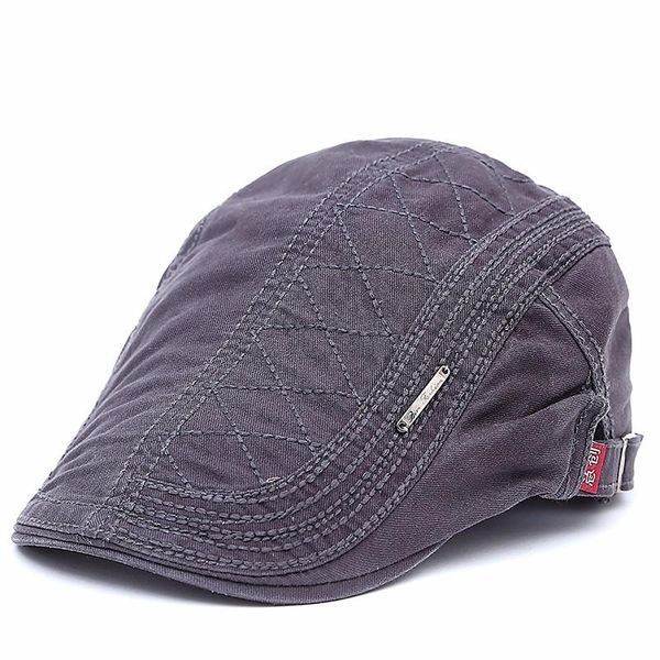 

berets 2021 autumn outdoor sports cotton caps for men casual peaked grid embroidery hats casquette cap, Blue;gray