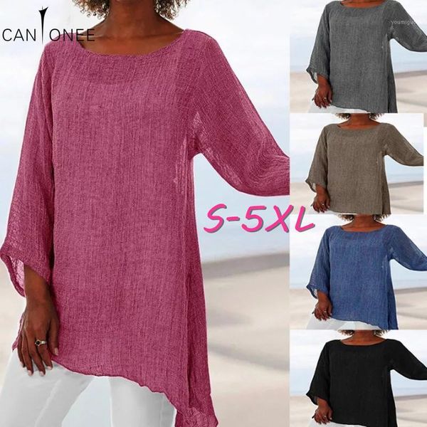 

cantonee long sleeve plus size 5xl women 2020 solid black shirts casual thin cool female tunic cotton linen and blouses t191, White