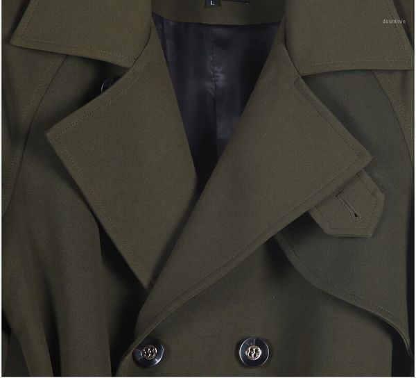 

coat men's long windbreaker plus size army green trench coat double-breasted windbreakers for men abrigos hombre1, Tan;black