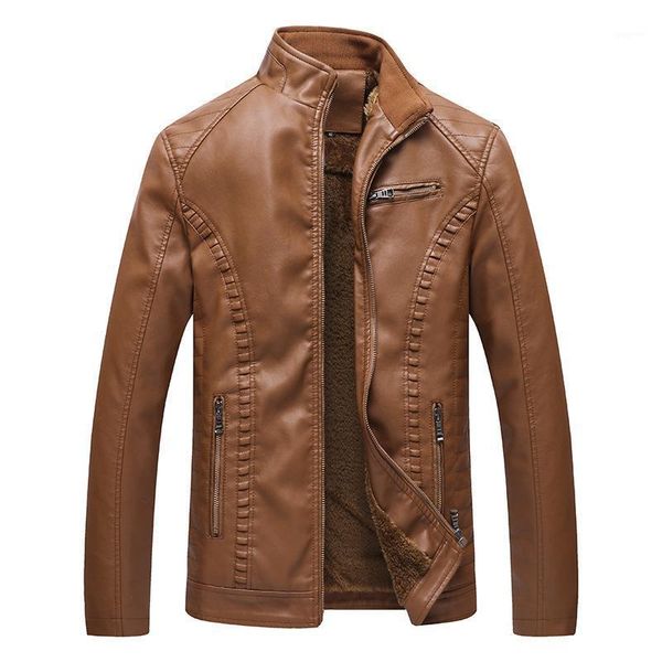 

winter pu leather jacket men fleece warm motorcycle leather suede jacket male casual coats clothing homme 6xl khaki black,18171