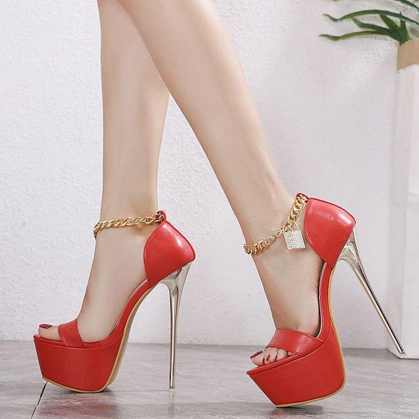 

sandals women red super high heels stiletto female party nightclub performing passion in bed shoes pumps, Black