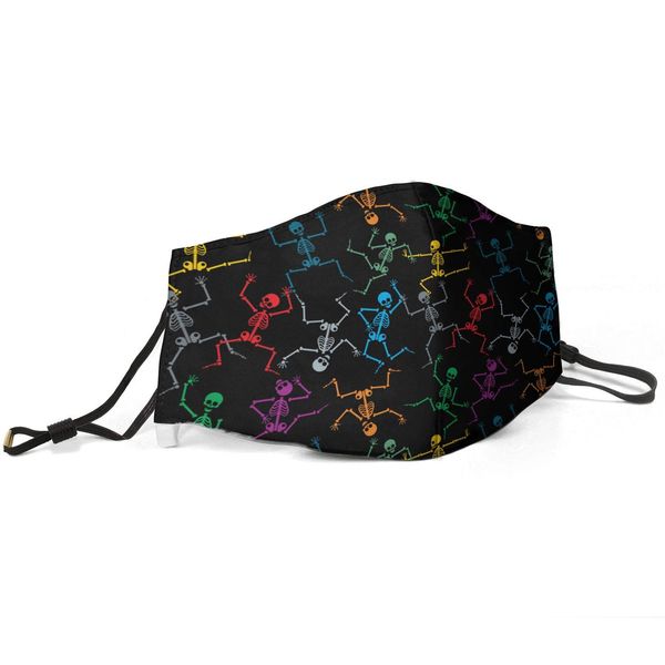 

anti-dust-ma-sk-onesize fashion balaclava-ma-sk-work skull rainbow color skeleton on halloween mouth cover adjustable breathable elas
