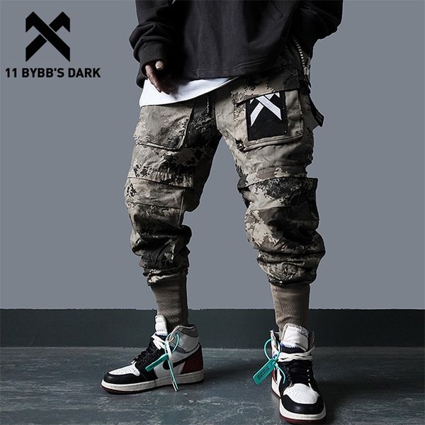 

11 bybb's dark hip hop joggers men detachable multi-pocket elastic waist sweatpants techwear pants streetwear cargo pants men 201113, Black