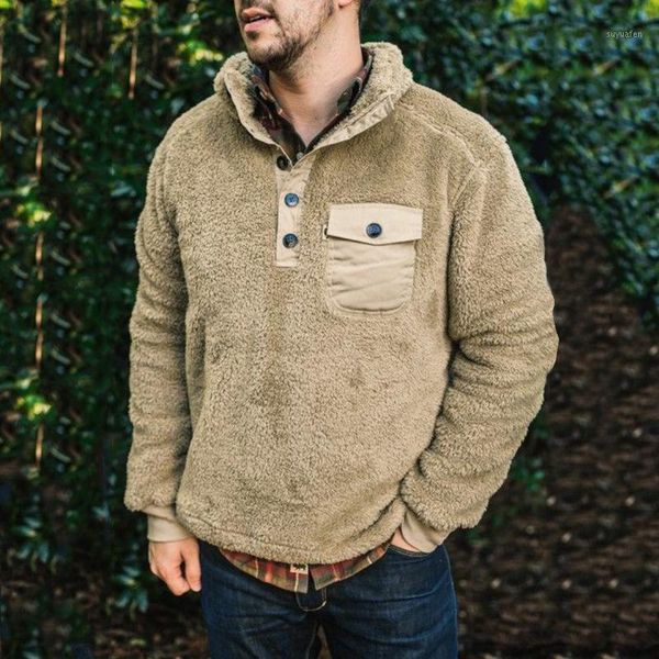 

selling product in 2020 autumn winter new european american casual plain color decorative button pocket sweater men clothing1, White;black