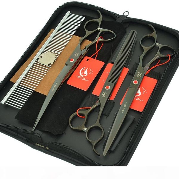 

8.0" pet grooming scissors set japan 440c dog straight curved cutting shears animal thinning clipper puppy trimmer tools 0257