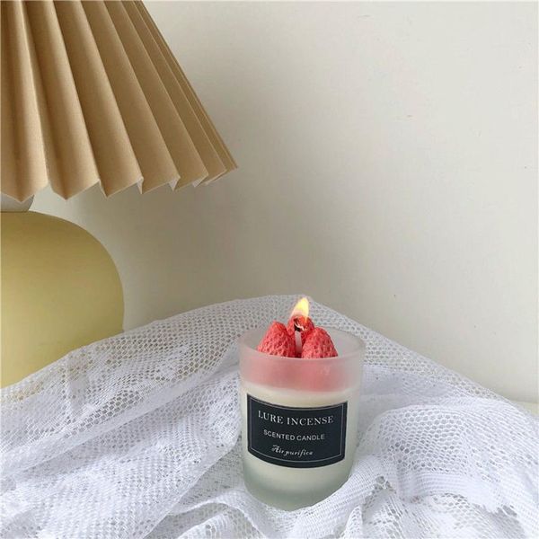 

strawberry glass scented candle cup 120g natural soy wax candles air purification for party dinner thanksgiving christmas gift h jllqzz