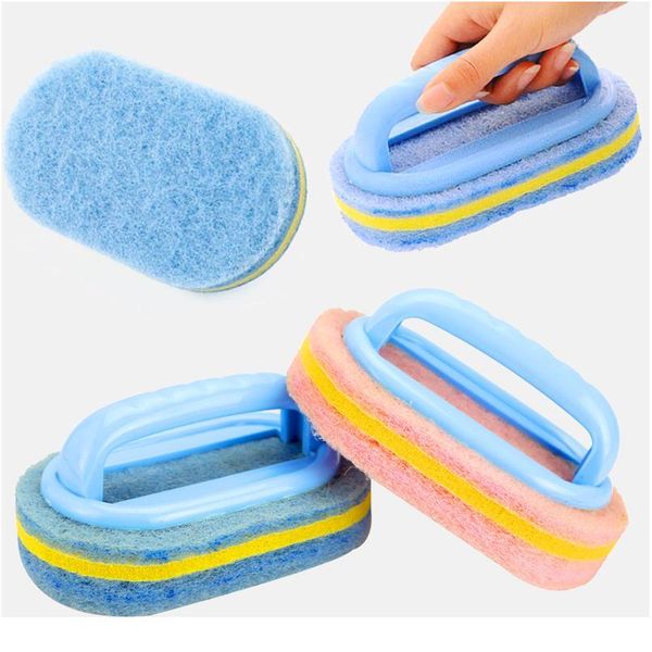 

bathroom toilet kitchen cleaning kitchen glass wall cleaning bath brush plastic handle sponge bat bbymee