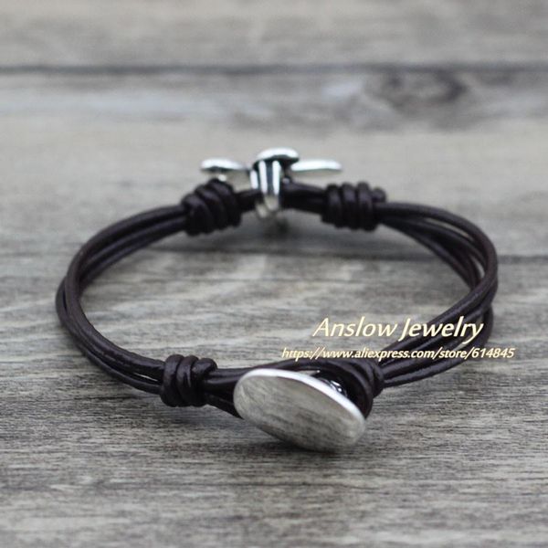 

anslow марка top quality 2017 г. шарм bijoux унисекс цветов кожаный браслет для женщин, мужчины матери день отца подарков low0613lb sqcjlr, Golden;silver