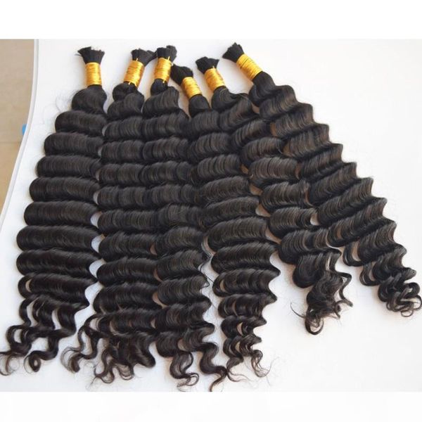 

3bundles brazilian deep curly hair 8a mink brazilian hair human braiding hair bulk no weft brazilian deep wave, Black