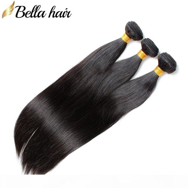 

9a peruvian virgin human hair bundles silky straight weaves human hair weft extensions 3pc double weft natural color bella hair, Black