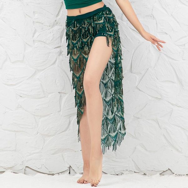 

2020 new women belly dance skirt sequin tassel oriental belly dancing wear practice or performance short skirts dwy1422, Black;red