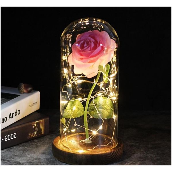 

new coming 9 color brown base with rose on a glass dome valentine's day gift forever ro jllowk lajiaoyard