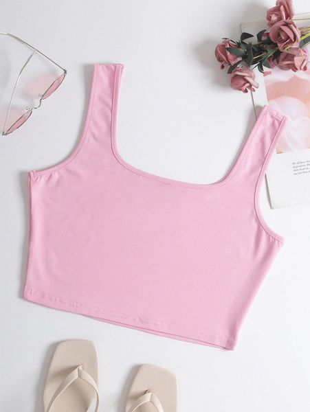 

crop solid tank m1ht#, White