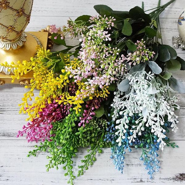 

9 fork artificial flower bouquet plastic pistachio home decoration fake flower wedding pgraphy decorative diy plant1