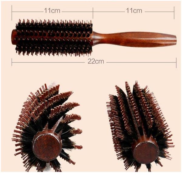 

6 types straight twill hair comb natural boar bristle rolling brush round barrel blowing curling diy hairdressing styl jlljvd, Silver