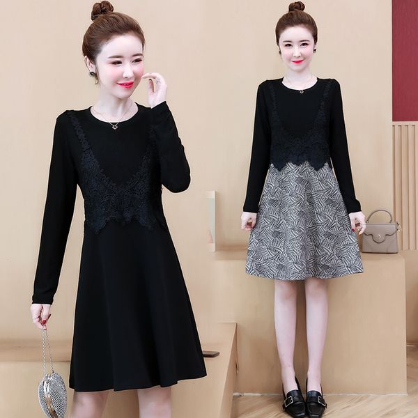 

womens plus size dressed blouses shredded sleeves loose autumn thin casual gowns jcew, Black;gray